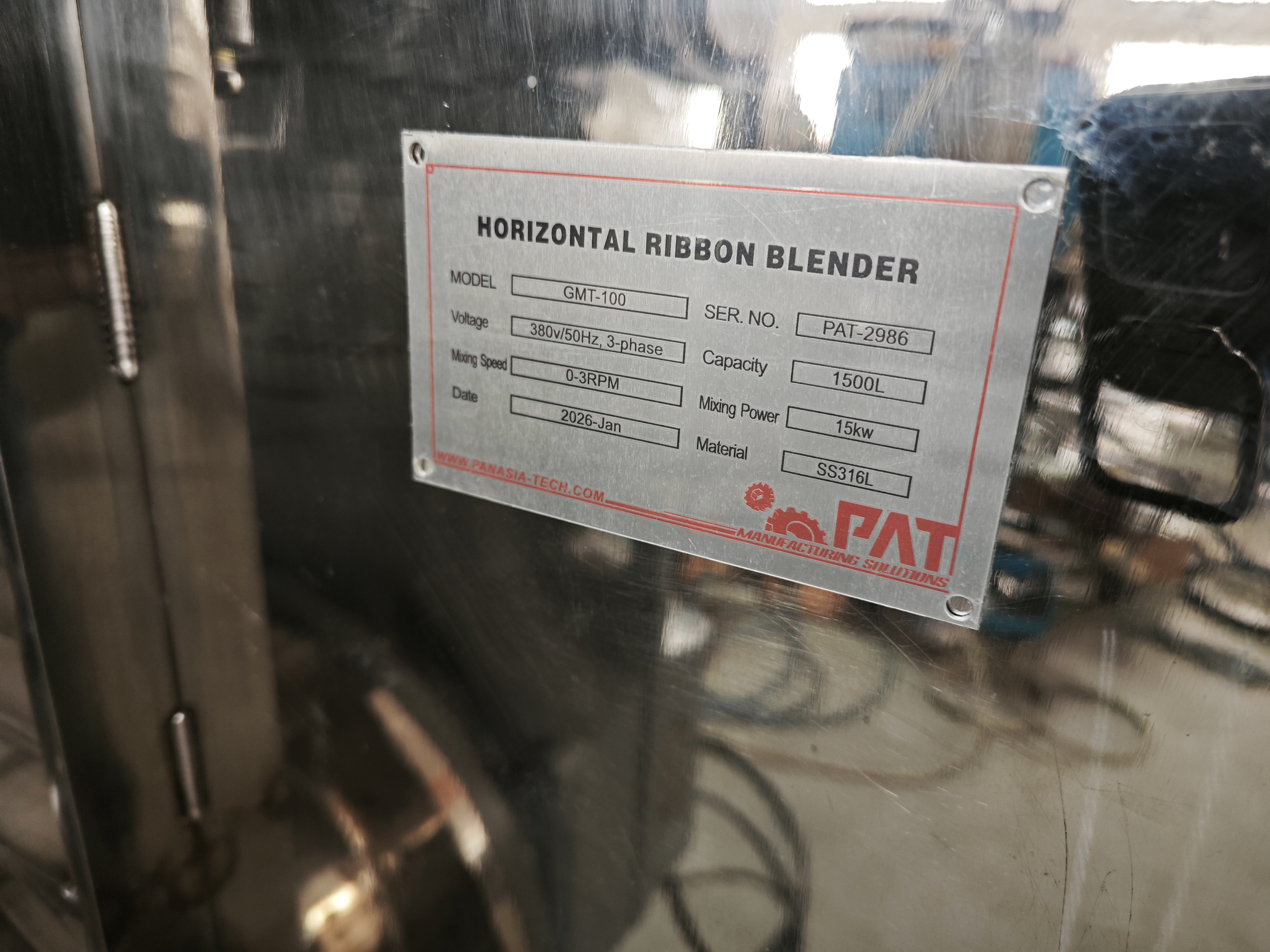 1500 L Low-Speed Ribbon Mixer for High-Viscosity Products