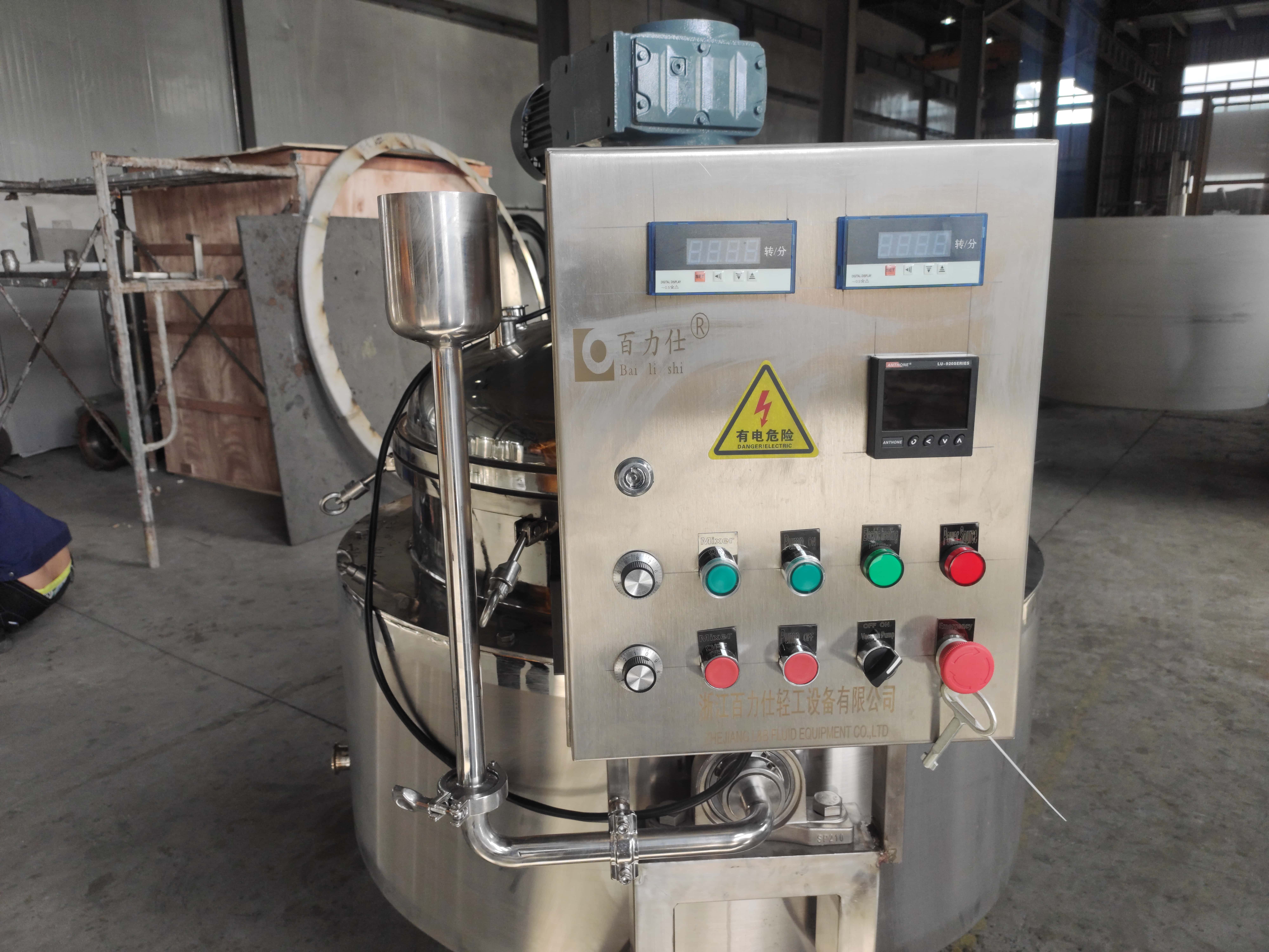 Gas-Heated Manual-Tilt Sealed Scraper Jacketed Kettle with Control Cabinet